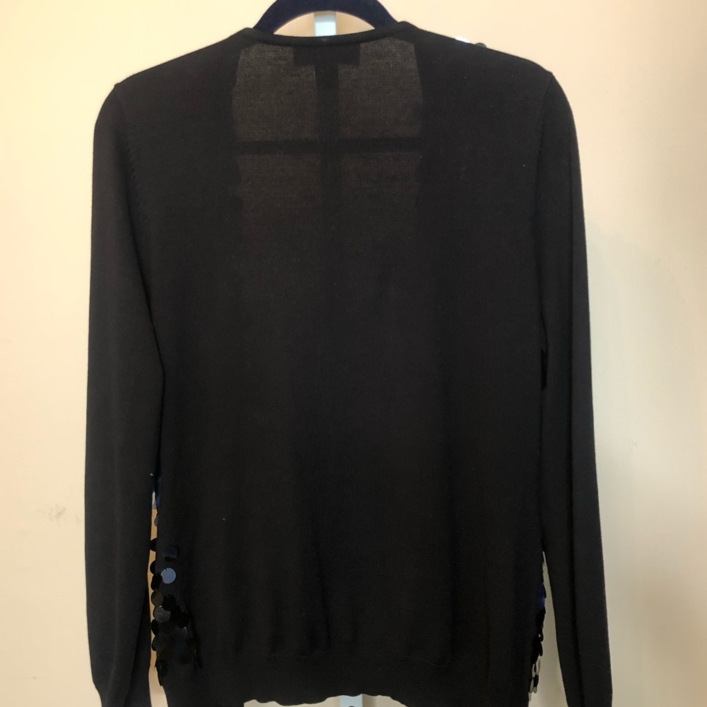 St. John Silk Knit Sequin Blue Cardigan (M) - Picture 2 of 8